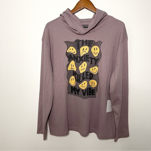 4th Dimension men emoji melting happy face sweatshirt hoddie L NWT - Picture 9 of 11
